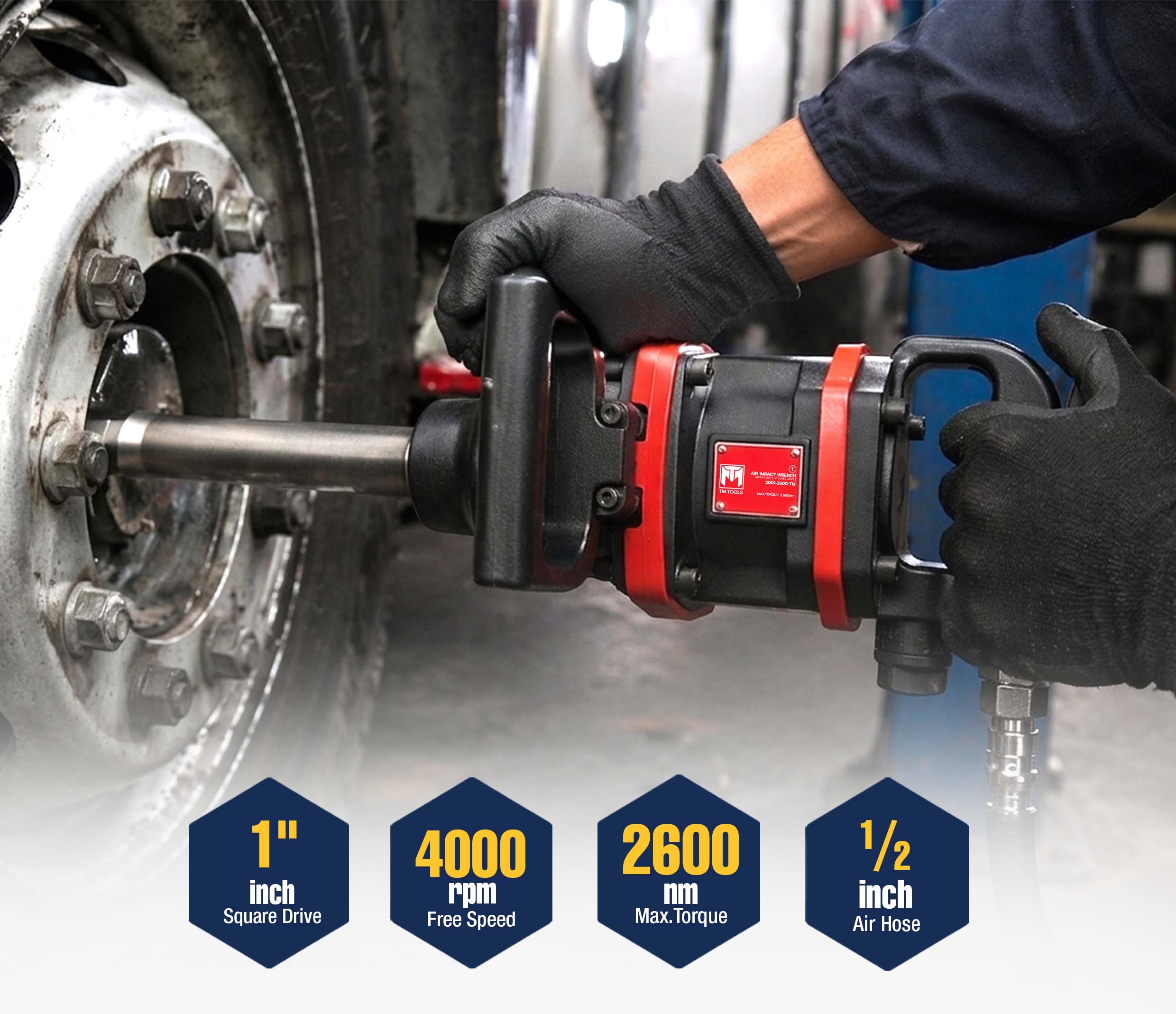 TMT AIR IMPACT WRENCH 1" DRIVE LONG ANVIL image 2